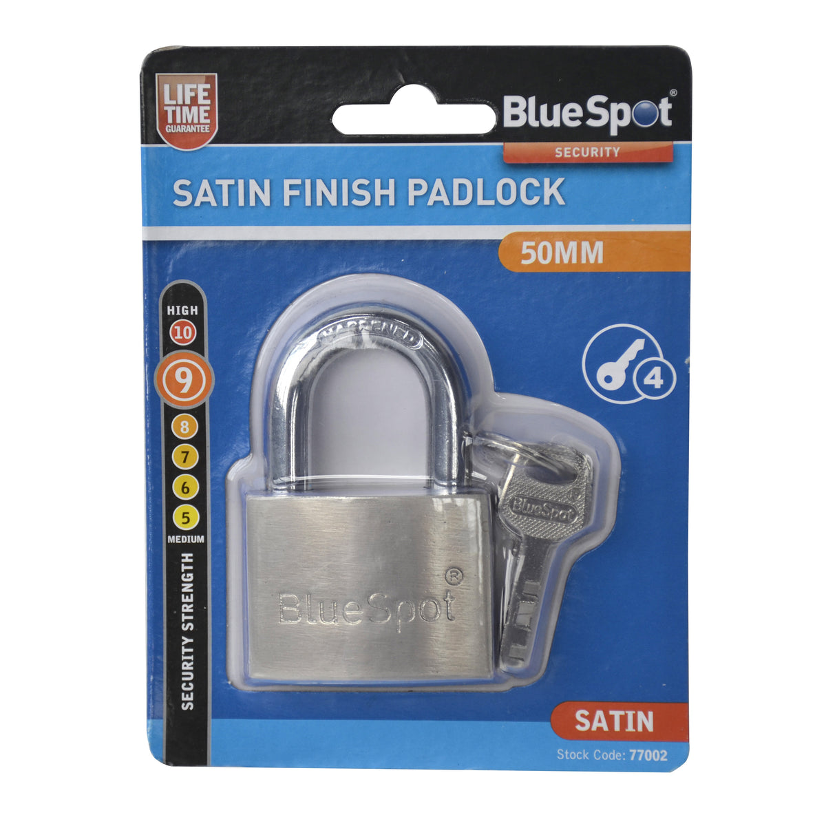 Blue Spot Tools 50mm Satin Finish Padlock