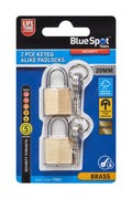 Blue Spot Tools 2 PCE 20MM Brass Keyed Alike Padlocks