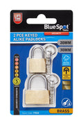Blue Spot Tools 2 PCE 20mm & 30mm Brass Padlocks