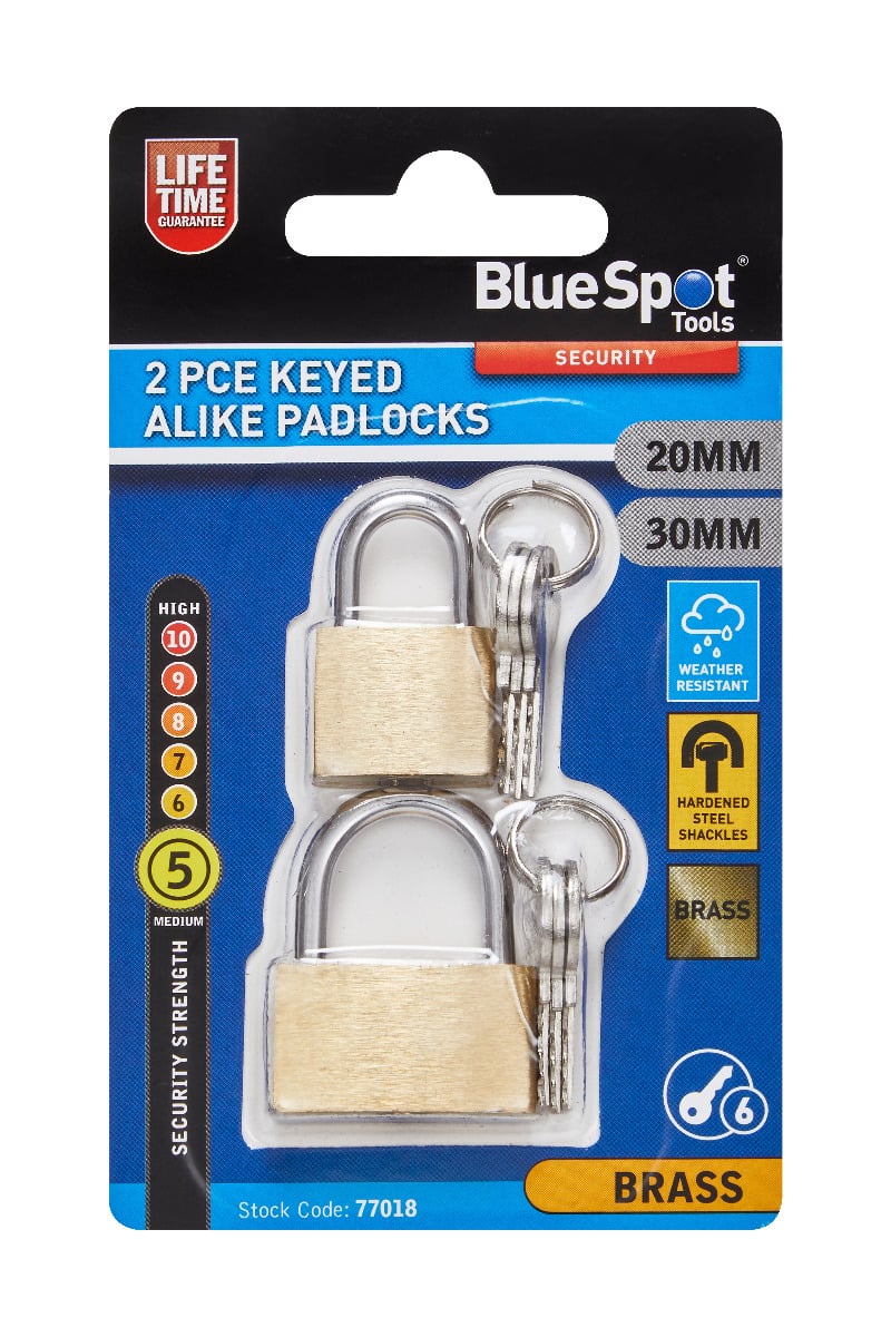 Blue Spot Tools 2 PCE 20mm & 30mm Brass Padlocks