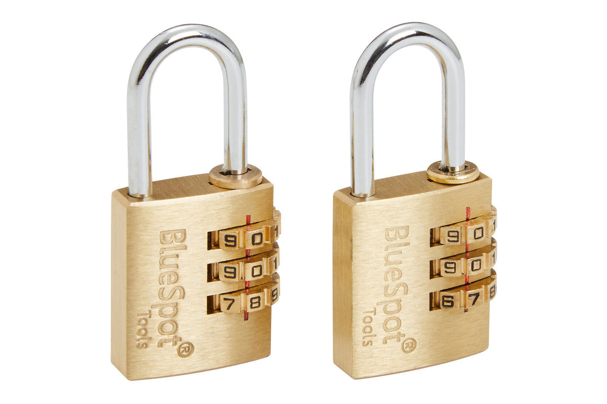 Blue Spot Tools 2 PCE 25MM Brass Combination Padlocks