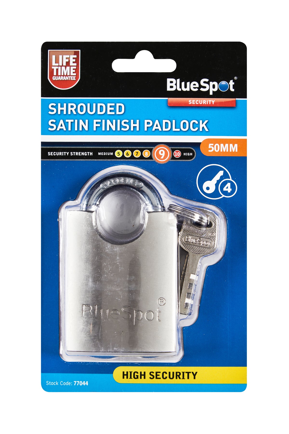 Blue Spot Tools 50mm Shrouded Satin Finish Padlock