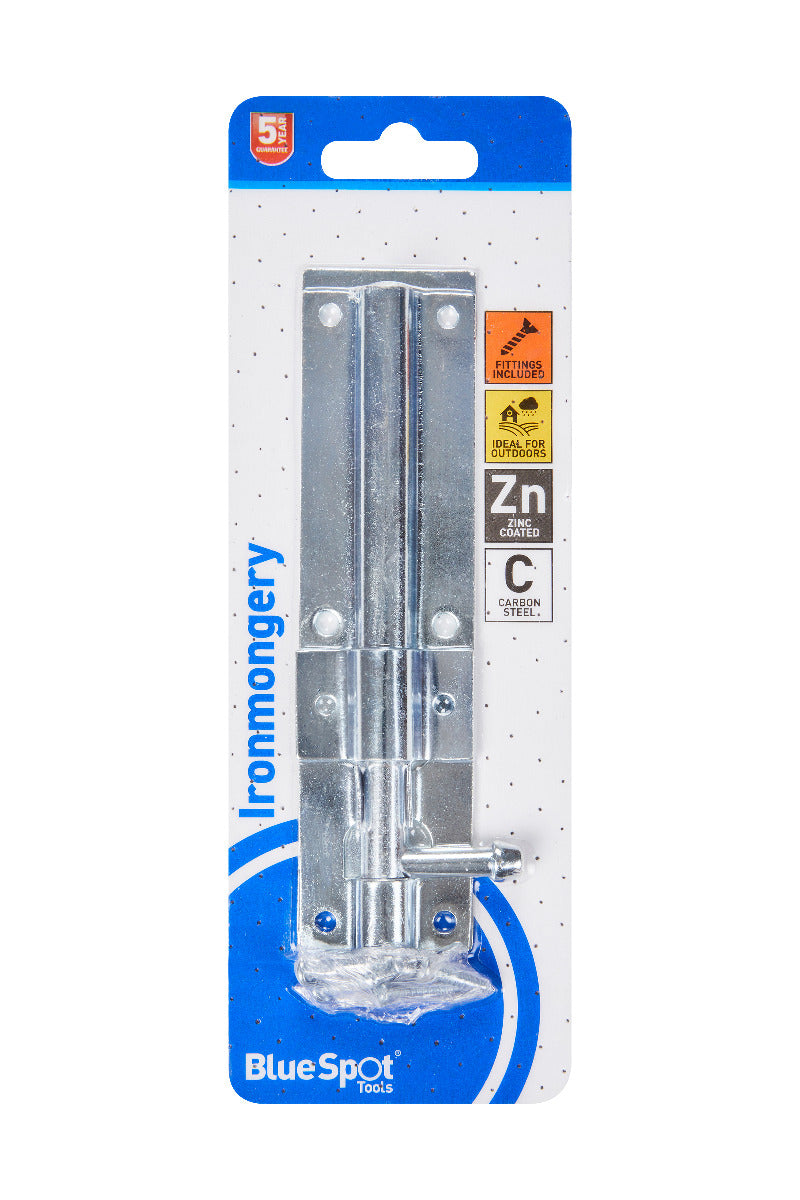 Blue Spot Tools Ironmongery 152mm Zinc Plated Tower Bolt
