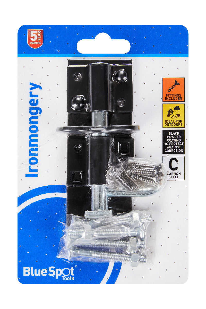 Blue Spot Tools Ironmongery 100mm Black Powder Coated Brenton Bolt
