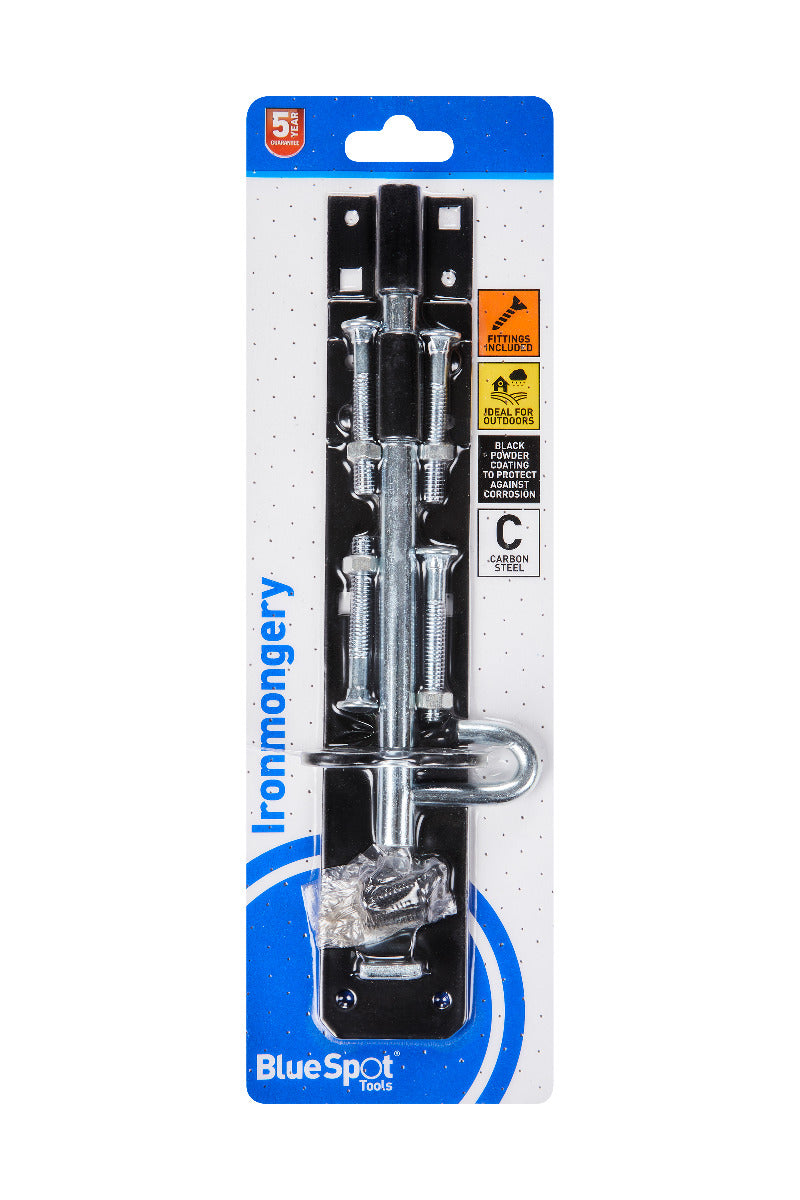 Blue Spot Tools Ironmongery 200mm Black Powder Coated Brenton Bolt