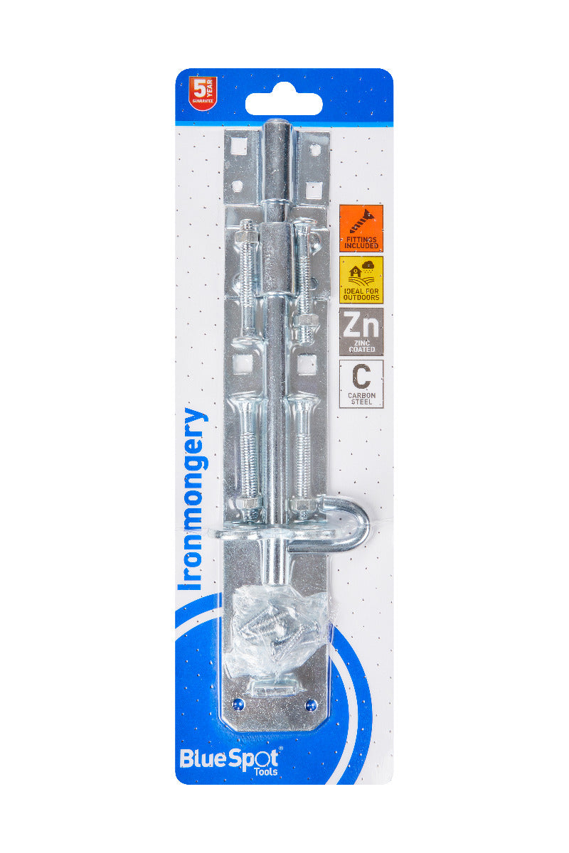 Blue Spot Tools Ironmongery 200mm Zinc Plated Brenton Bolt