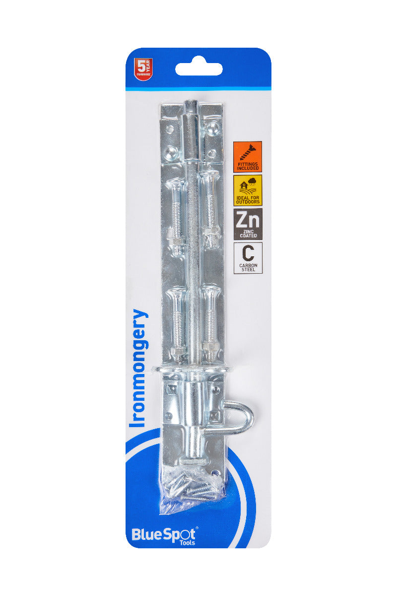Blue Spot Tools Ironmongery 250mm Zinc Plated Brenton Bolt