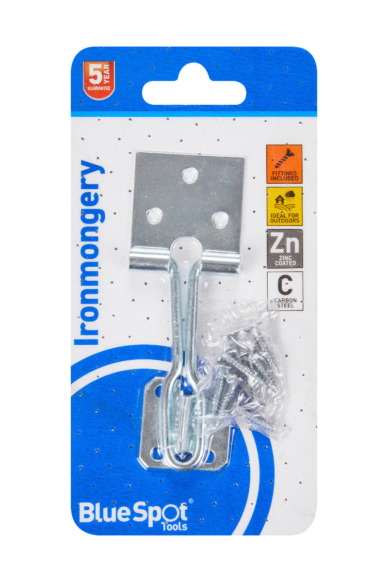 Blue Spot Tools Ironmongery 102mm Zinc Plated Wire Hasp and Staple