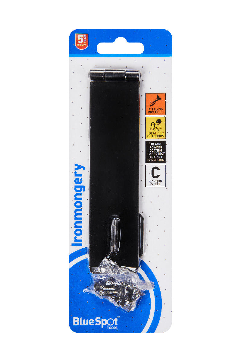 Blue Spot Tools Ironmongery 152mm Black Powder Coated Hasp and Staple