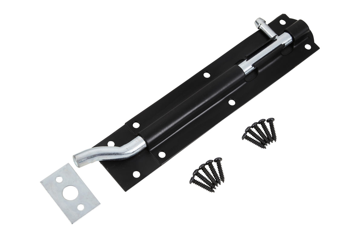 Blue Spot Tools Ironmongery 200mm Black Powder Coated Necked Tower Bolt