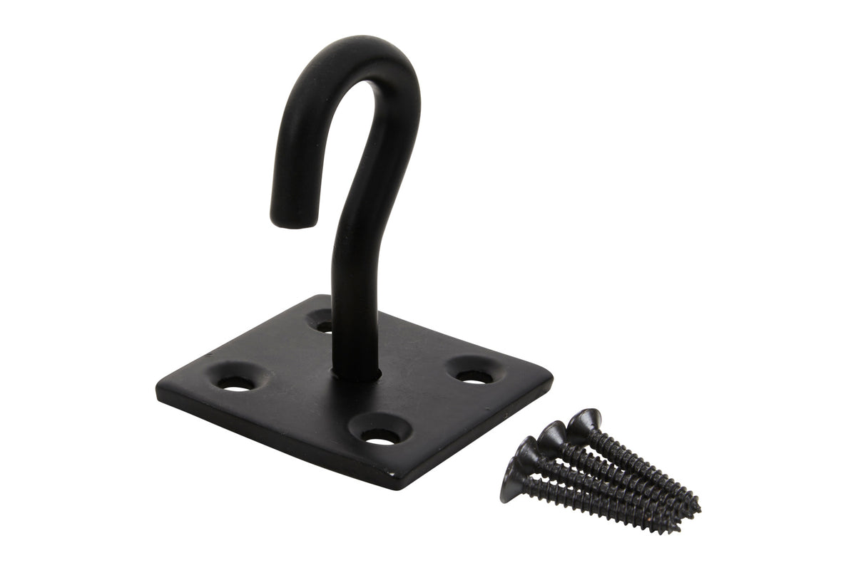 Blue Spot Tools Ironmongery 50mmx50mm Black Powder Coated Hook on Plate