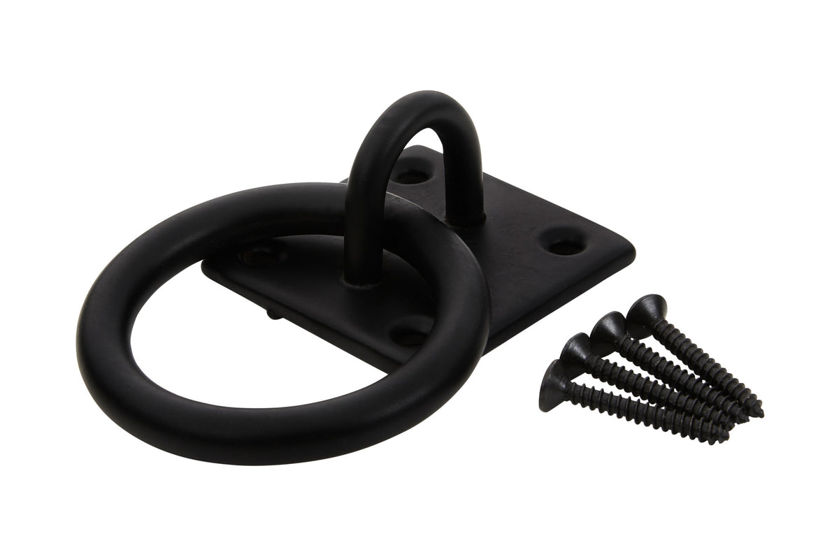 Blue Spot Tools Ironmongery 50mm x 50mm Black Powder Coated Ring on Plate
