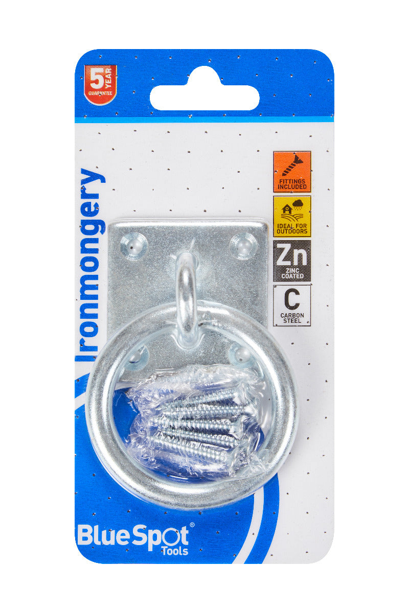 Blue Spot Tools Ironmongery 50mm x 50mm Zinc Plated Ring on Plate