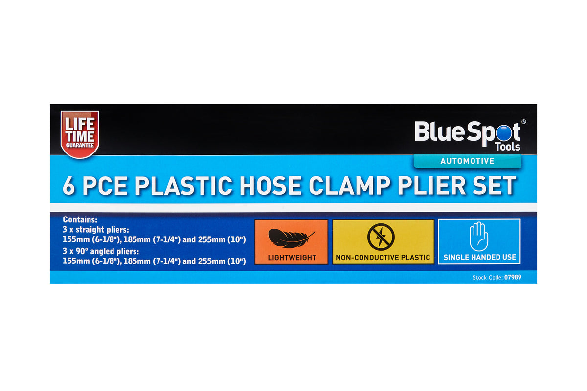 Blue Spot Tools 6 PCE Plastic Hose Clamp Pliers (155-255mm)