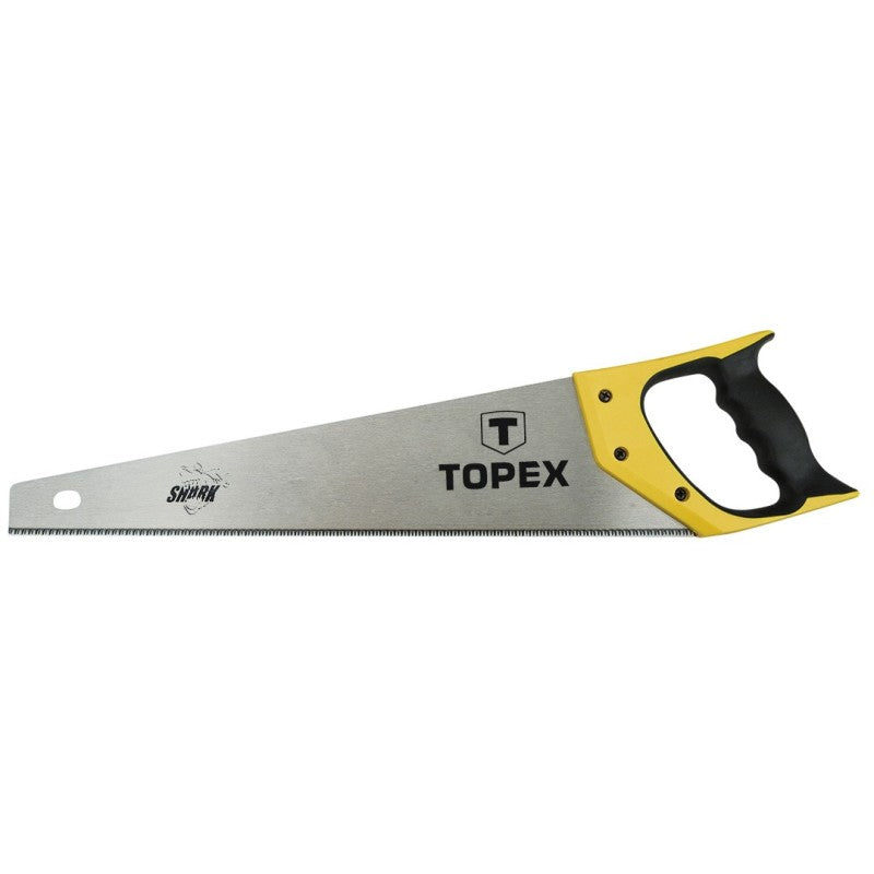TOPEX Handsaw 400 mm, "Shark", 11 TPI, 3 sides sharpened hardened teeth, bimaterial handle — 10A442