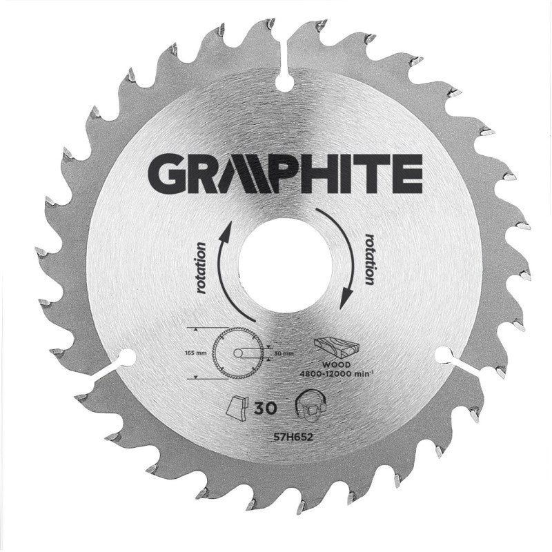GRAPHITE Disc for circular saw, carbide 165 x 30 mm, 30 teeth — 57H652