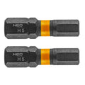 NEO TOOLS HEX5 x 25 mm impact bits, 2 pcs. — 56-508