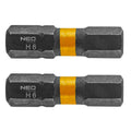 NEO TOOLS HEX6 x 25 mm impact bits, 2 pcs. — 56-509