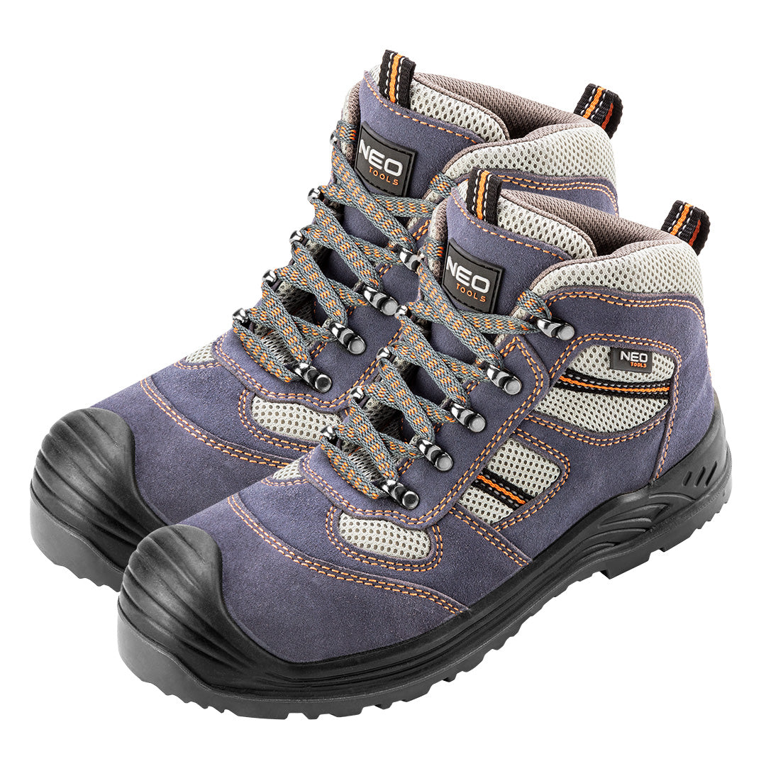 NEO TOOLS Safety boots, suede leather, size 43, CE — 82-044