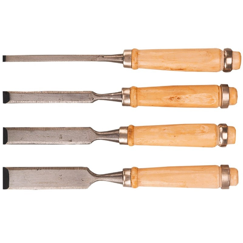 Top Tools Wood chisel 6 - 24 mm, 4 pcs set (6, 12, 18, 24 mm) - wooden handle — 09A320