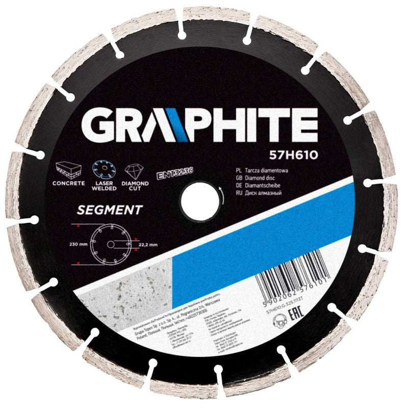 GRAPHITE Diamond disc 230 x 22.2 mm, segmented, laser-welded — 57H610