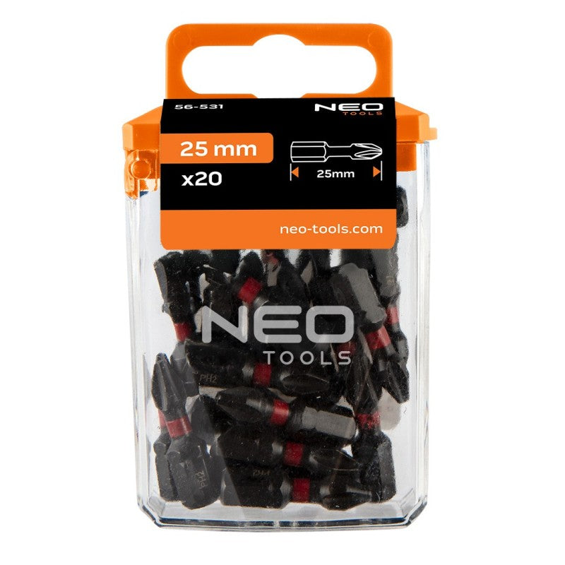 NEO TOOLS Impact bits PH2 x 25 mm, 20 pcs. — 56-531