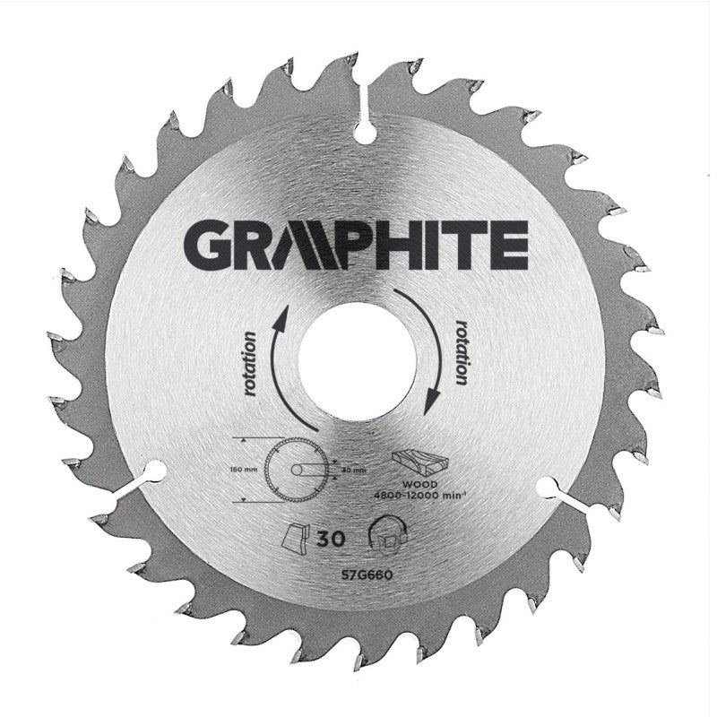 GRAPHITE Disc for circular saw, carbide 160 x 30 mm, 30 teeth — 57H660