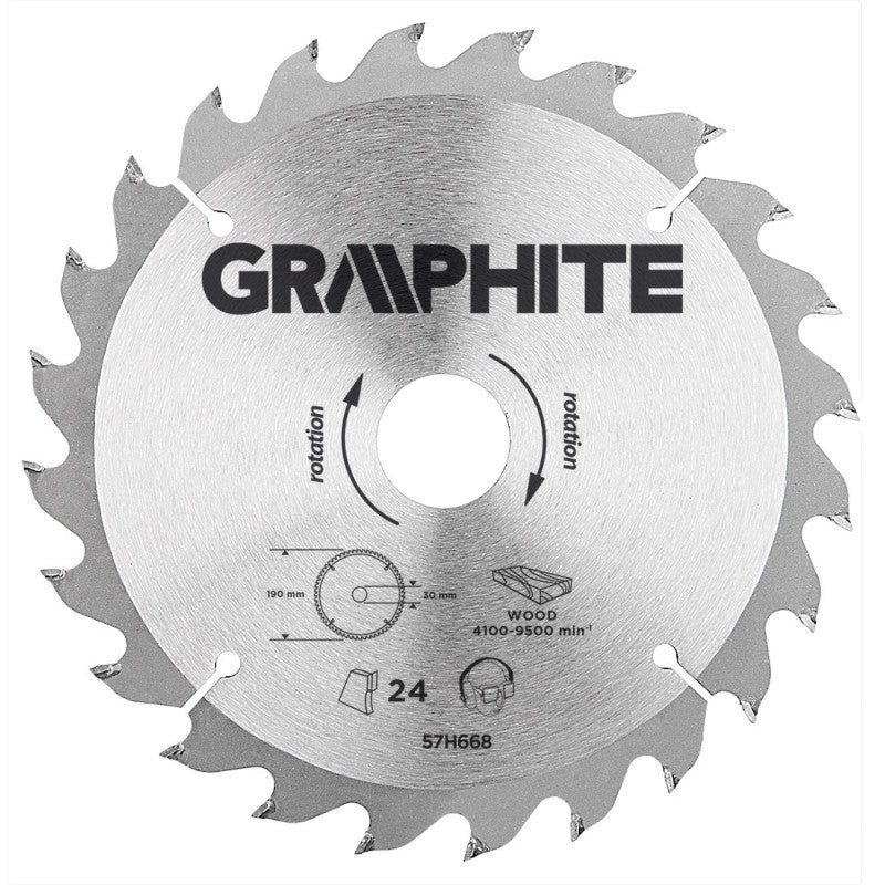 GRAPHITE Disc for circular saw, carbide 190 x 30 mm, 24 teeth — 57H668