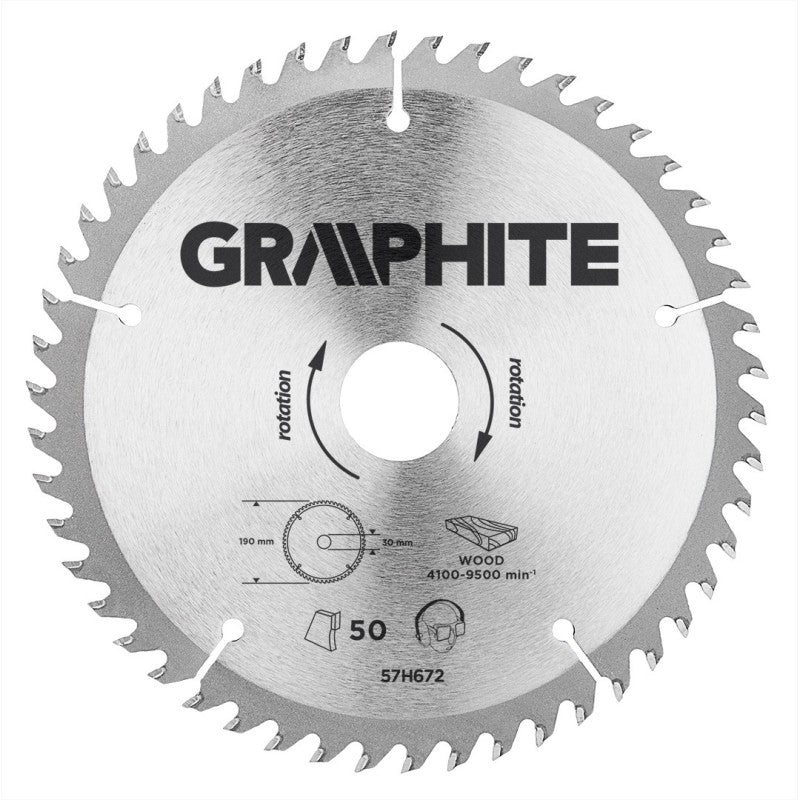 GRAPHITE Disc for circular saw, carbide 190 x 30 mm, 50 teeth — 57H672