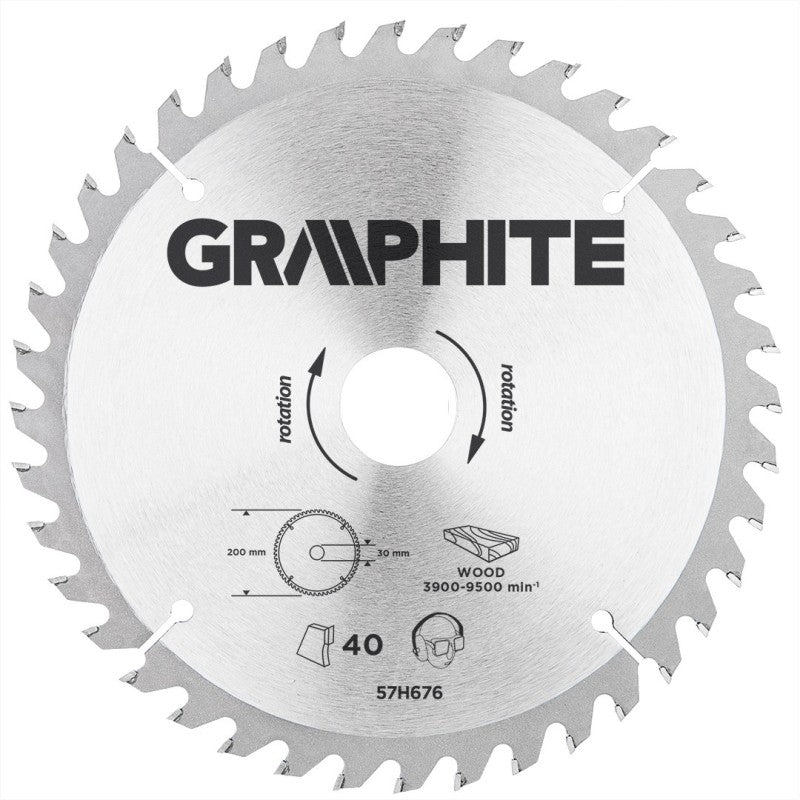 GRAPHITE Disc for circular saw, carbide 200 x 30 mm, 40 teeth — 57H676
