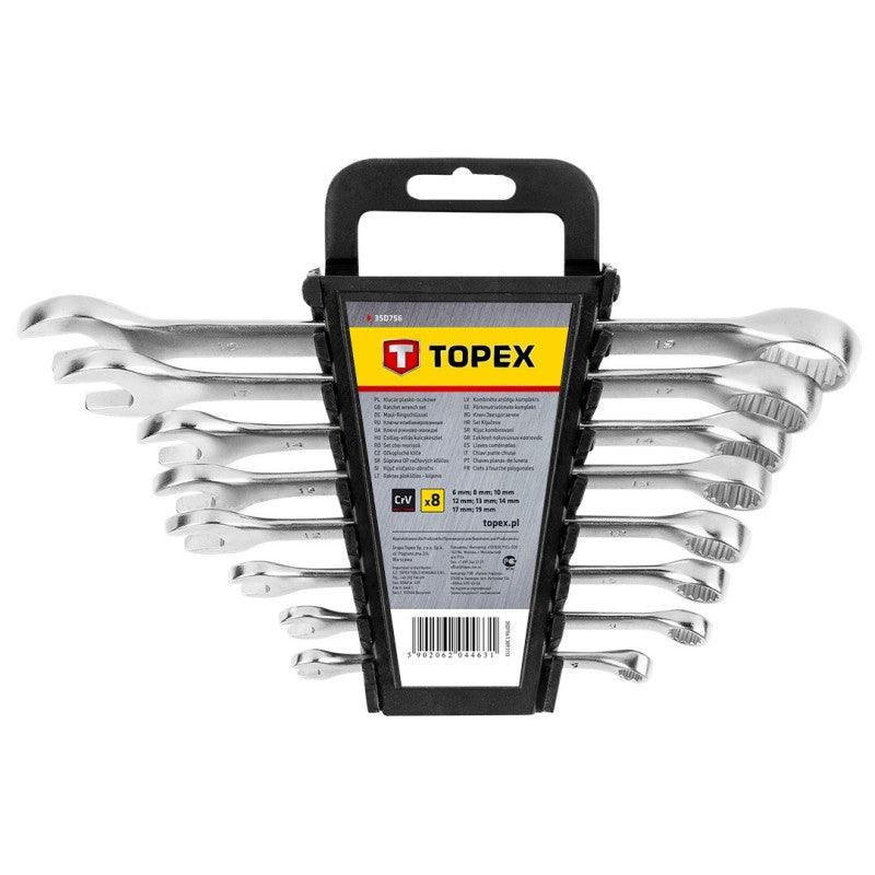 TOPEX Combination wrenches 6-19 mm, set 8 pcs — 35D756