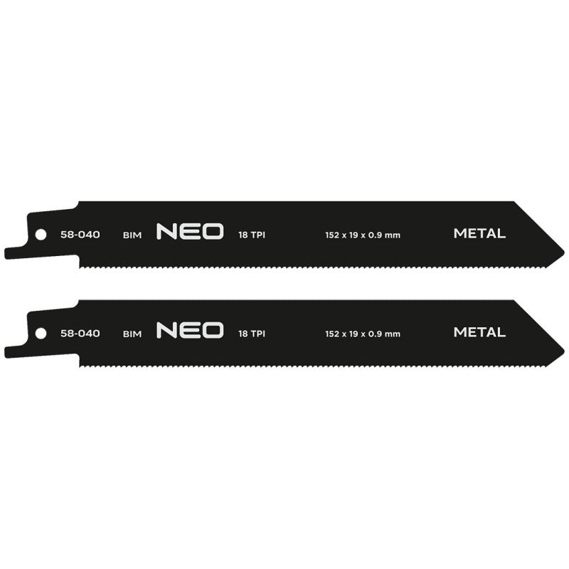 NEO TOOLS Sabre saw blade, BIM, 152 x 19 x 0.9 mm, 18TPI, cpl. 2 pcs. — 58-040