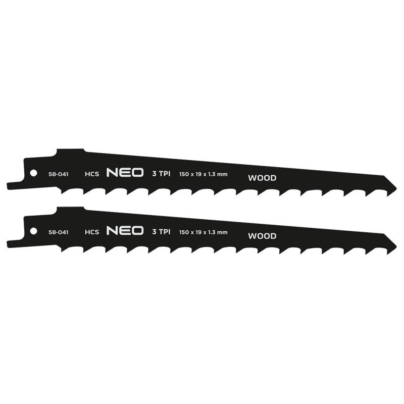NEO TOOLS Sabre saw blade, HCS, 150 x 19 x 1.3 mm, 3TPI, cpl. 2 pcs. — 58-041