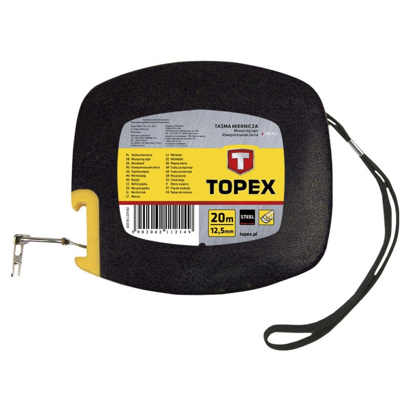 TOPEX Measuring tape, steel, 20 m x 12.5 mm, additional hook — 28C412