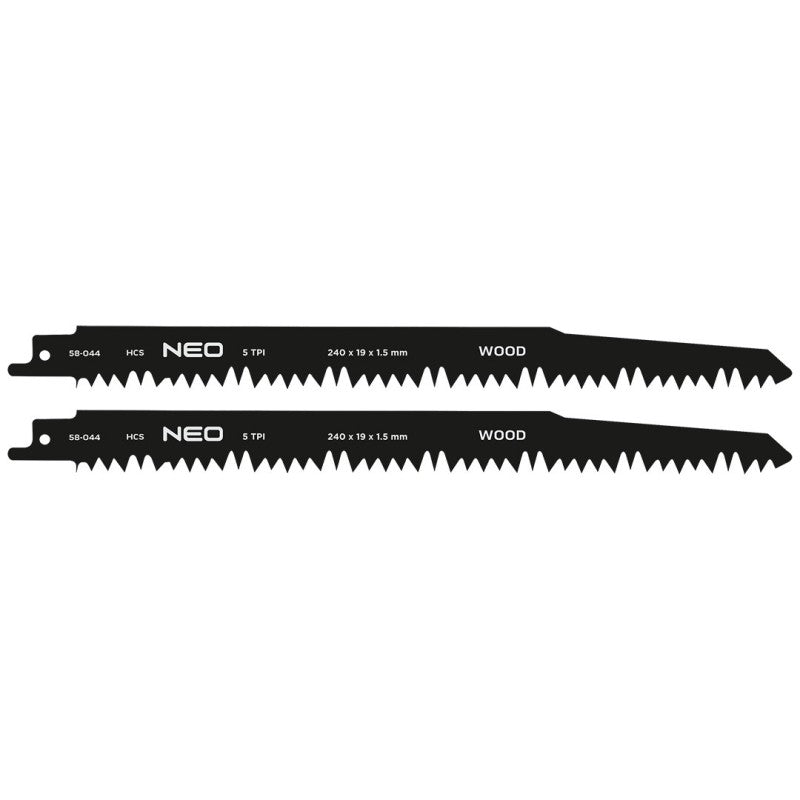 NEO TOOLS Sabre saw blade, HCS, 240 x 19 x 1.5 mm, 5TPI, cpl. 2 pcs. — 58-044