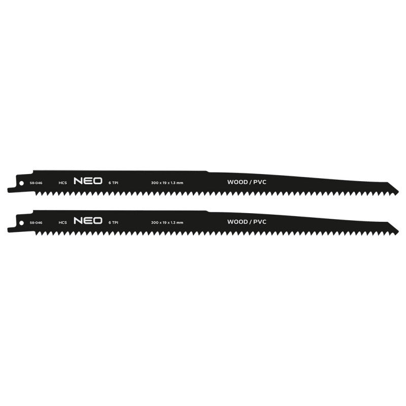 NEO TOOLS Sabre saw blade, HCS, 300 x 19 x 1.3mm, 6TPI, cpl. 2 pcs. — 58-046