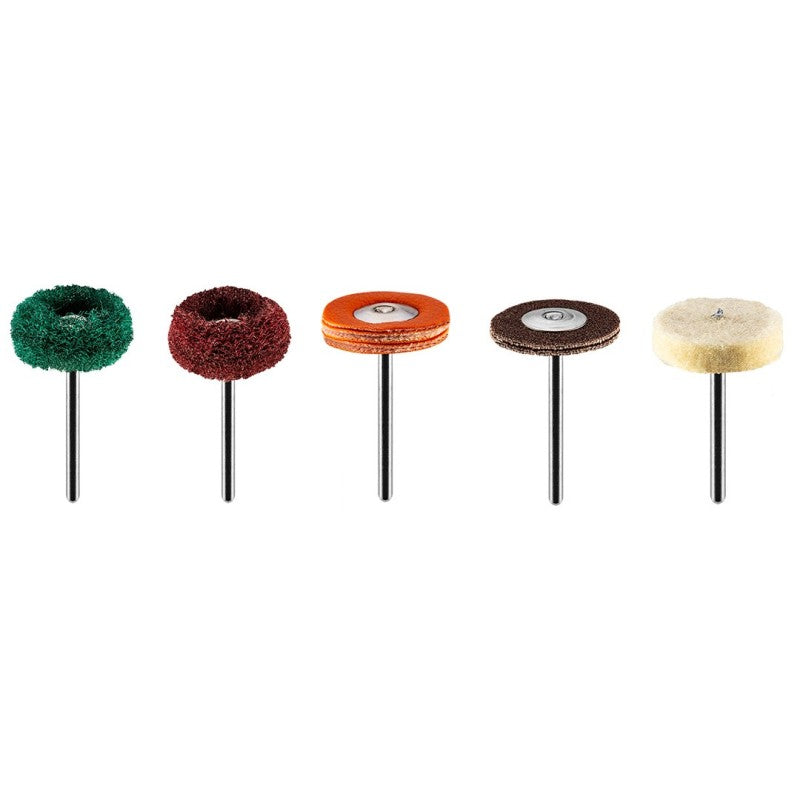 NEO TOOLS Accessories for mini sander, polishing brushes, felts, set of 12. — 55-080
