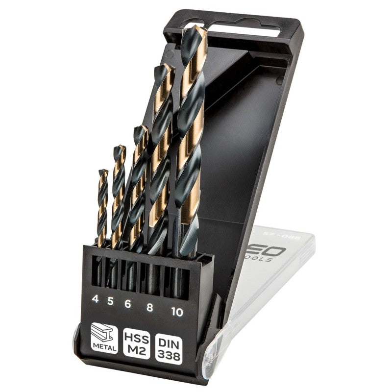 NEO TOOLS HSS-CNC metal drill bits, 124°, "Pro-Tec", 4.0 - 10 mm, set of 5 pcs. — 55-086