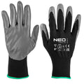 NEO TOOLS Work gloves, nitrile coated polyester, 4131X, size 7 (card) — 97-647K-8