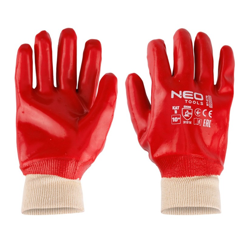 NEO TOOLS Work gloves, PVC-coated cotton, 3121X, size 10 — 97-676