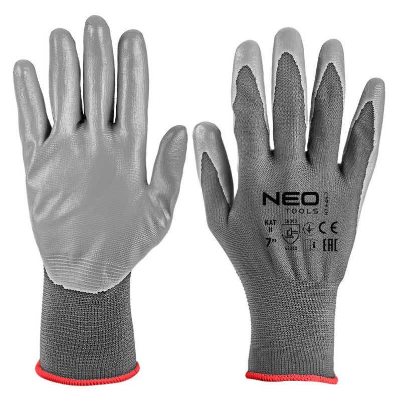 NEO TOOLS Work gloves, PU-coated polyester, 4131X, size 7 — 97-646-7