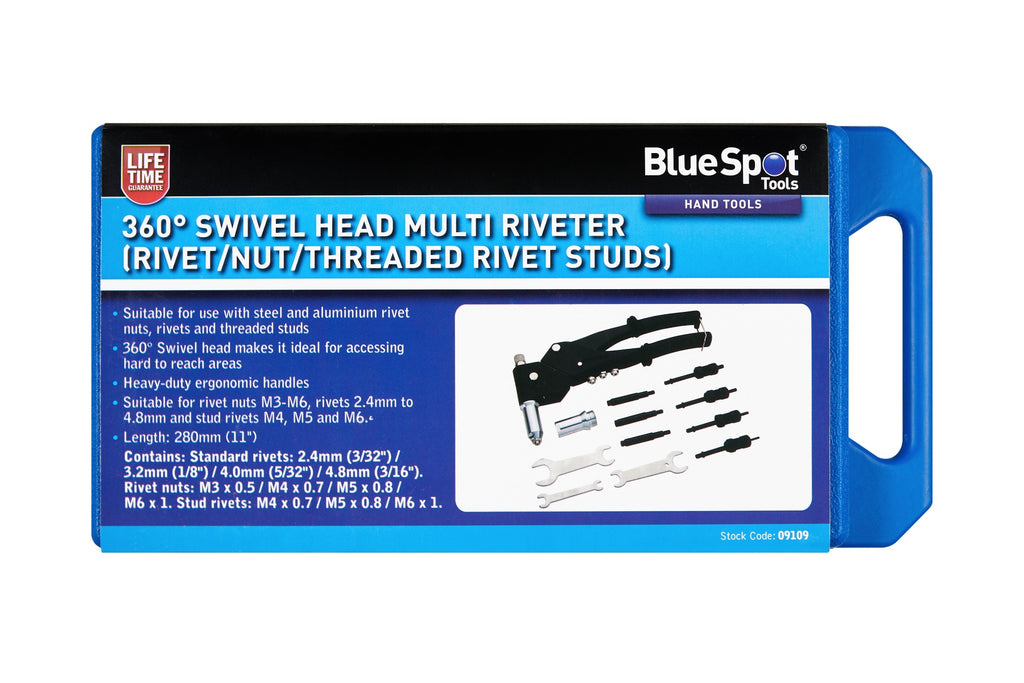 Blue Spot Tools 360Â° Swivel Head Multi Riveter (Rivet/Nut/Threaded Rivet Studs)