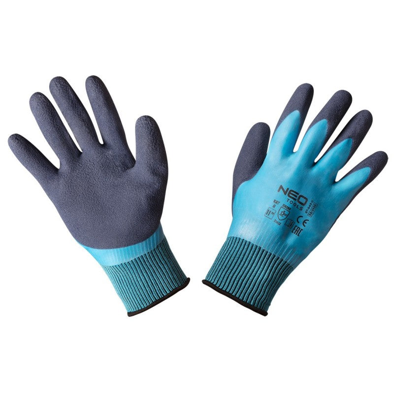 NEO TOOLS Work gloves, latex coated polyester (2 layers), 3141X, size 11 — 97-643-11