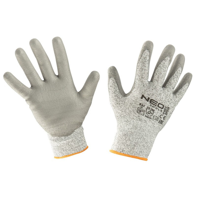 NEO TOOLS Anti-cut gloves, PU coated, 4X43D, 9" — 97-609-9