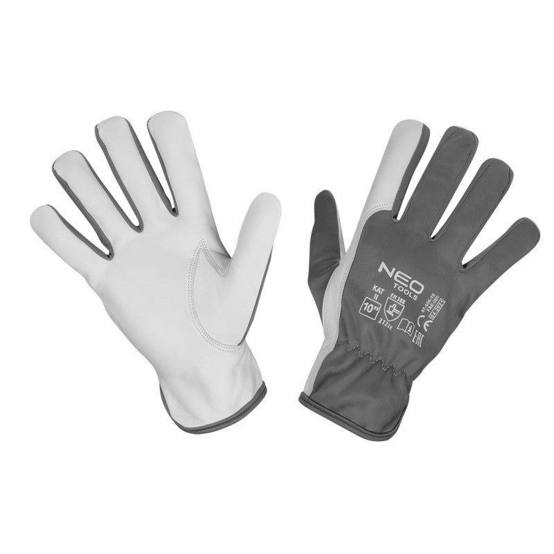 NEO TOOLS Work gloves, 2121X, goat leather, size 10 ", CE — 97-656-10