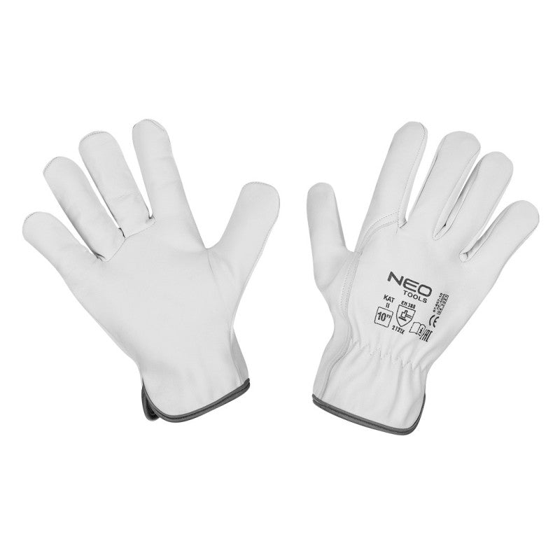 NEO TOOLS Work gloves, 2121X, goat leather, size 10 ", CE — 97-657-10