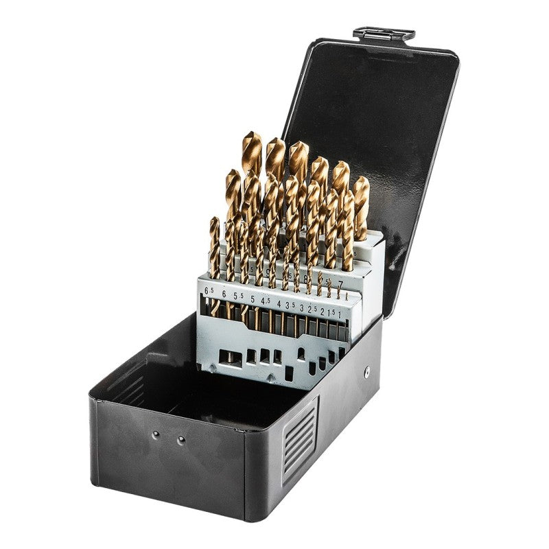 NEO TOOLS HSS-TiN metal drill bits 1.0-13.0 mm, set of 25 pcs. — 57-200