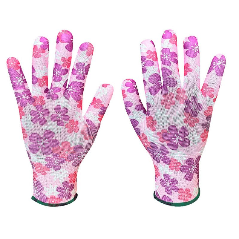 VERTO Garden gloves, polyester, flower pattern, size 9" — 97H148