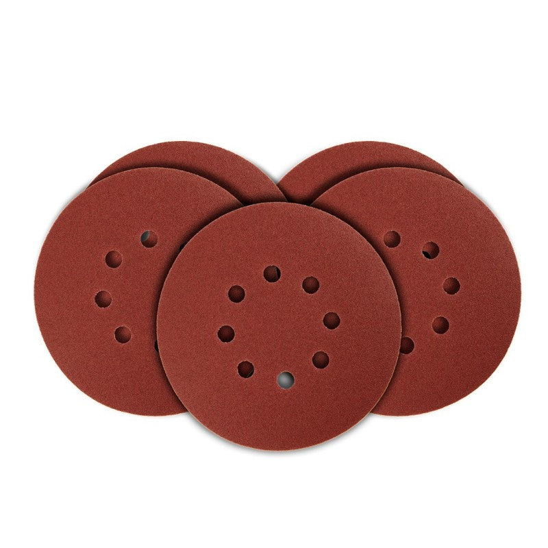 GRAPHITE Velcro sanding discs 150 mm, K150, 5 pcs, with 8 holes, 65 mm — 54H021