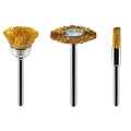 GRAPHITE Brass wire brush set: end brush, cup brush, wheel brush, set 3 pcs — 55H067